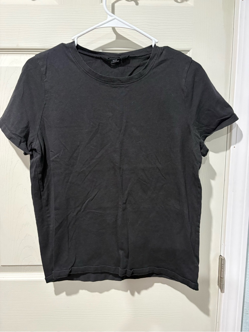 Good American Black Short Sleeve Crew Tee
